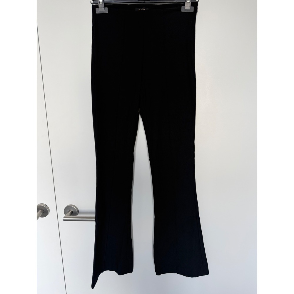 Massimo Dutti Black High Waisted Flare Pintuck Seam Side Zip Trousers Pants - Picture 2 of 15